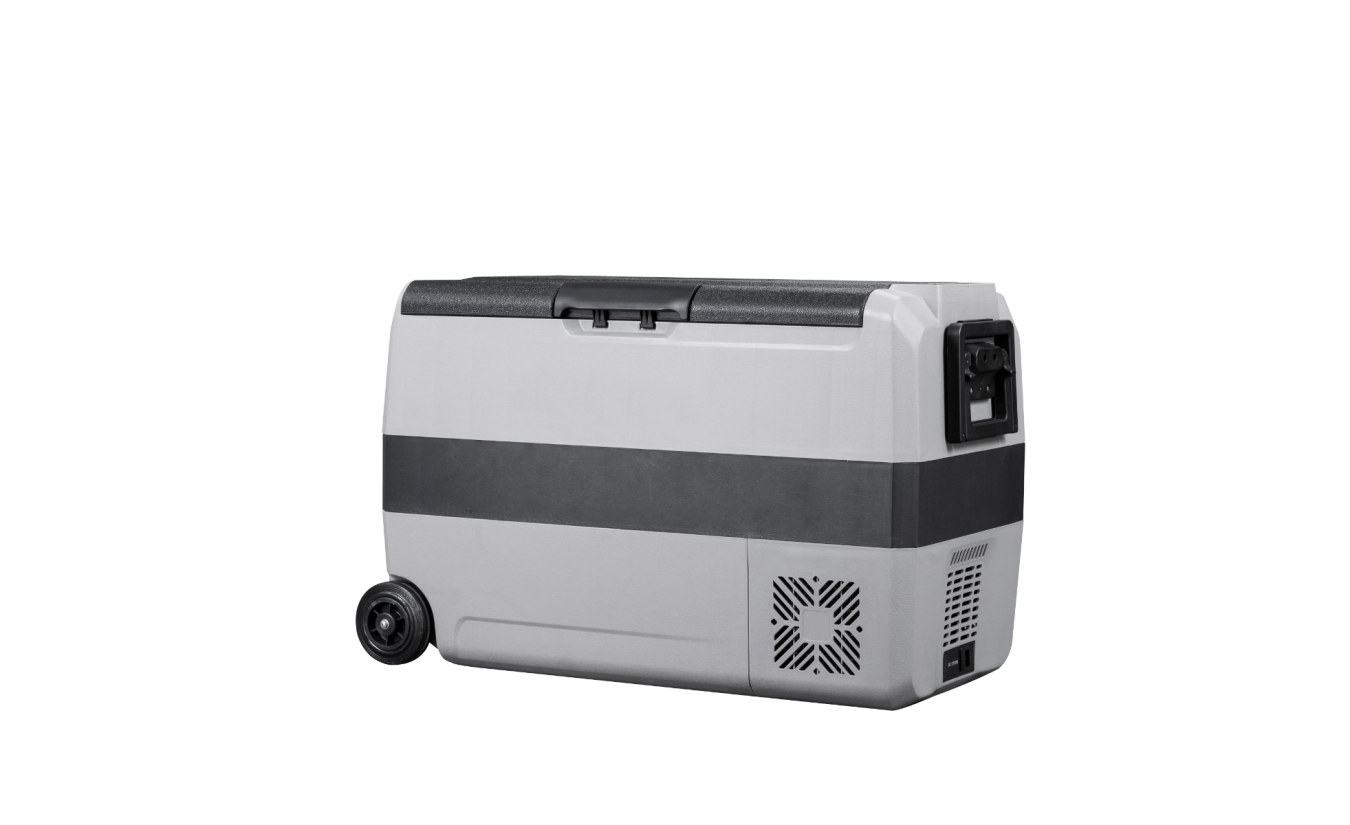Steamy-E Elektrische Kompressor-Kühlbox mit zwei Zonen mit Rollen (45  Liter)